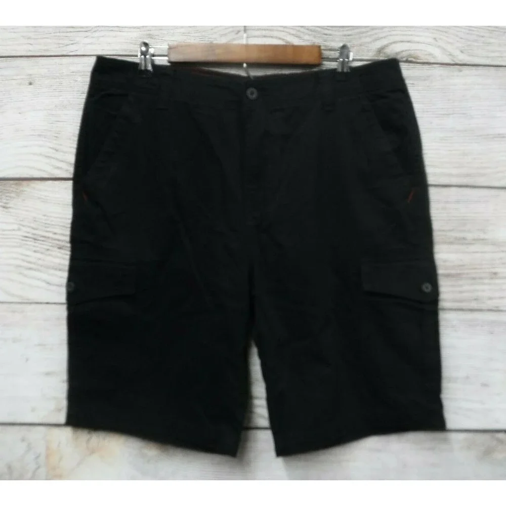 Plugg Cargo Shorts Mens Size 30 Black Heavy Vintage Wash Cargo Shorts New 30